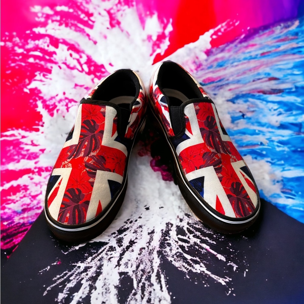 Yes We Vibe vibrant palm pattern casual slip on sneakers sz 7 W‎ men’s 5 comfort